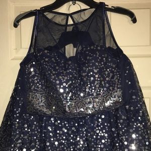 2 piece navy blue prom dress